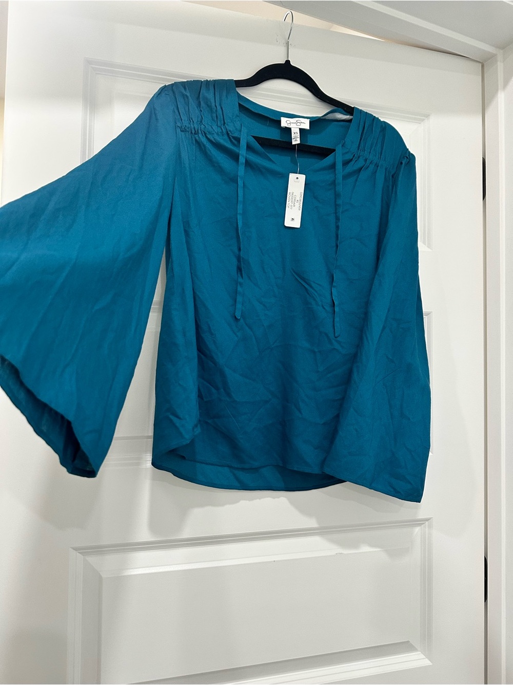 Jessica Simpson Teal Flare Sleeve Blouse Size XS New